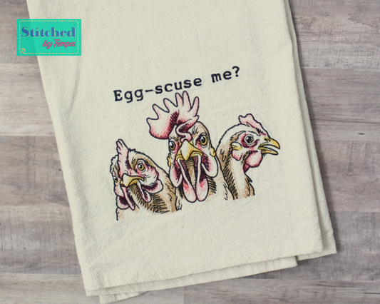 Egg-Scuse Me!? Chicken Hand Towel