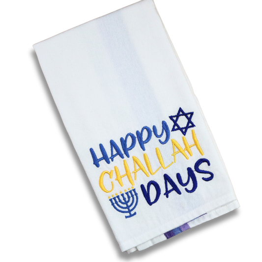 Embroidered Hand Towel * Happy Challah Days Hanukkah