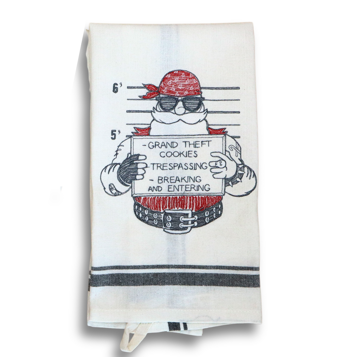 Embroidered Hand towel * Santa Cookie Thief